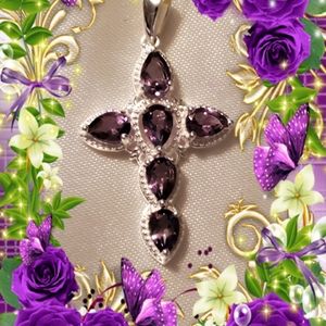 Rose de France Amethyst Cross Pendant